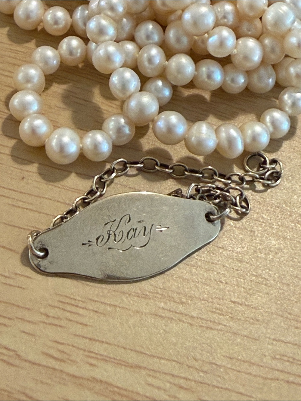 Vintage 40s Sterling with Gold Wash Name Bracelet Engraved “Kay”